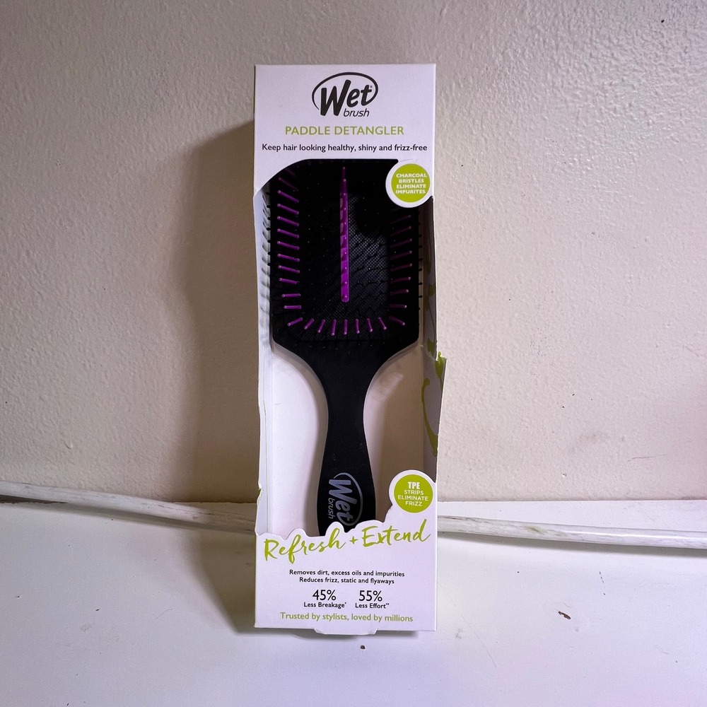 Wet Brush Paddle Detangler Purple Charcoal Infused Refresh Extend Hairbrush